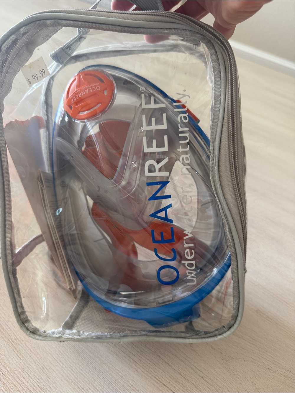 Aria Full-Face Snorkel Mask — Blue with Orange Straps